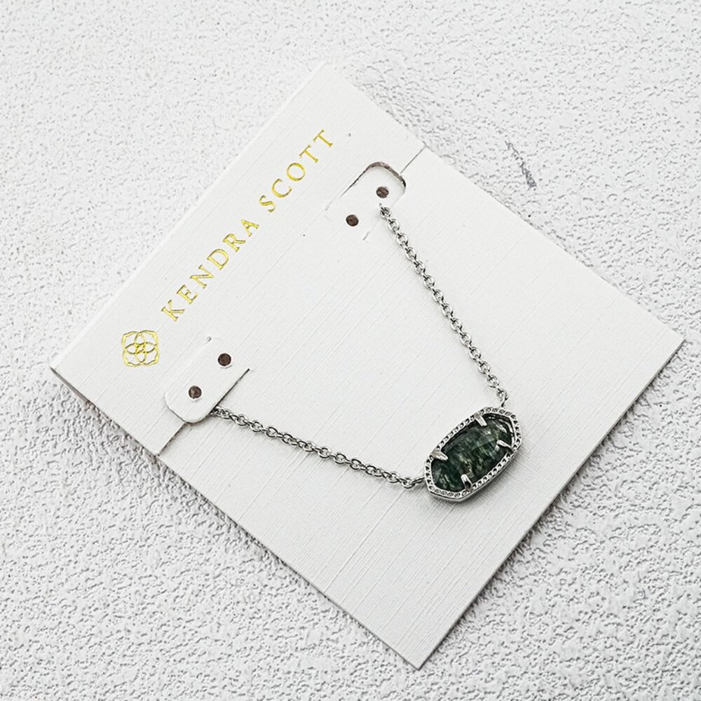 Kendra Scott Green Veined Stone Necklace